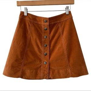 Madewell Velveteen Metropolis Snap Skirt Size 0
